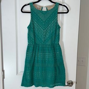 Blue-Green lace overlay mini dress